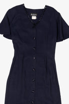 Vintage Navy Blue Be Smart Button Down Midi Dress (1980s)