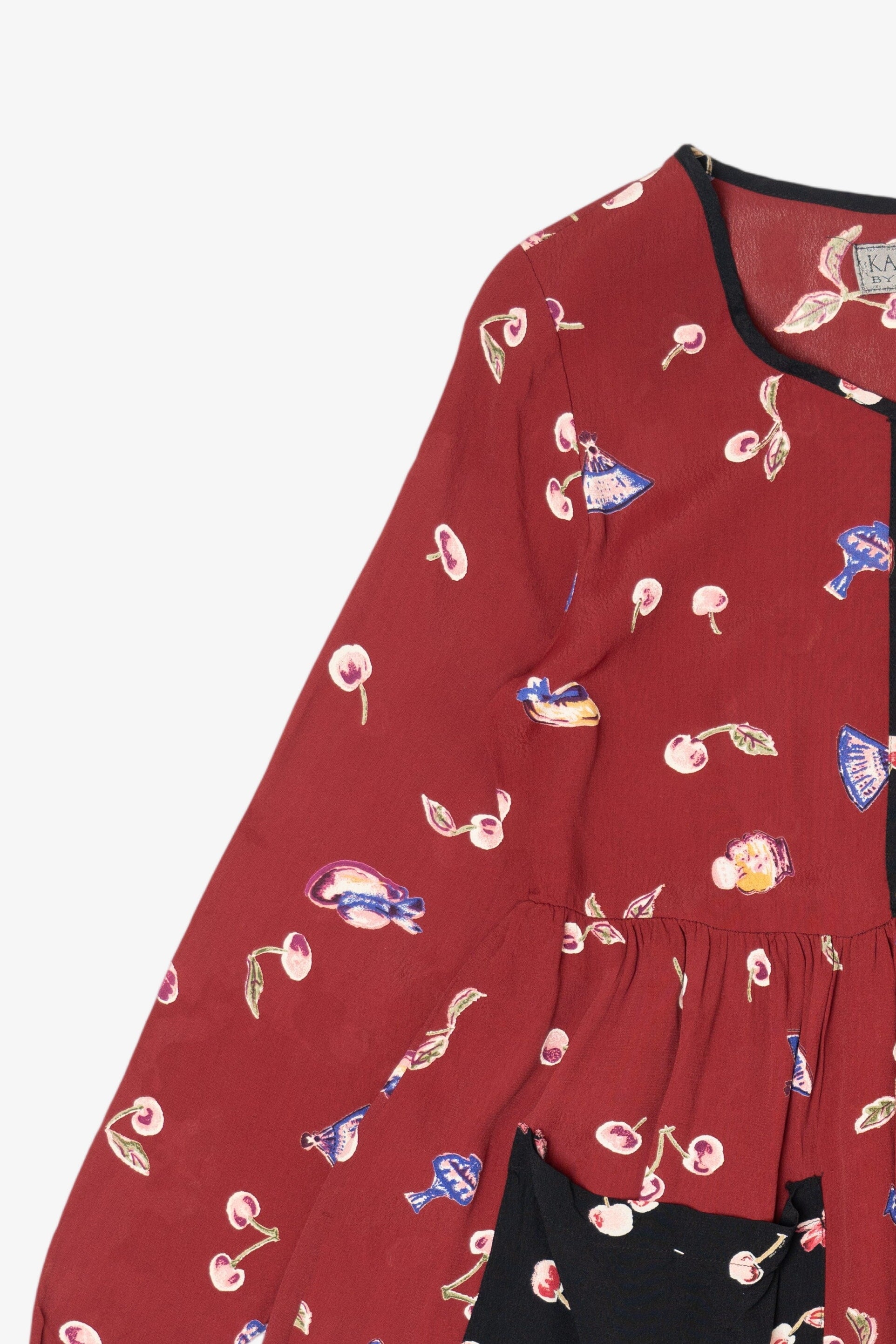 Vintage Red Kamellia Cherries Pocket Mini Dress (1990s)