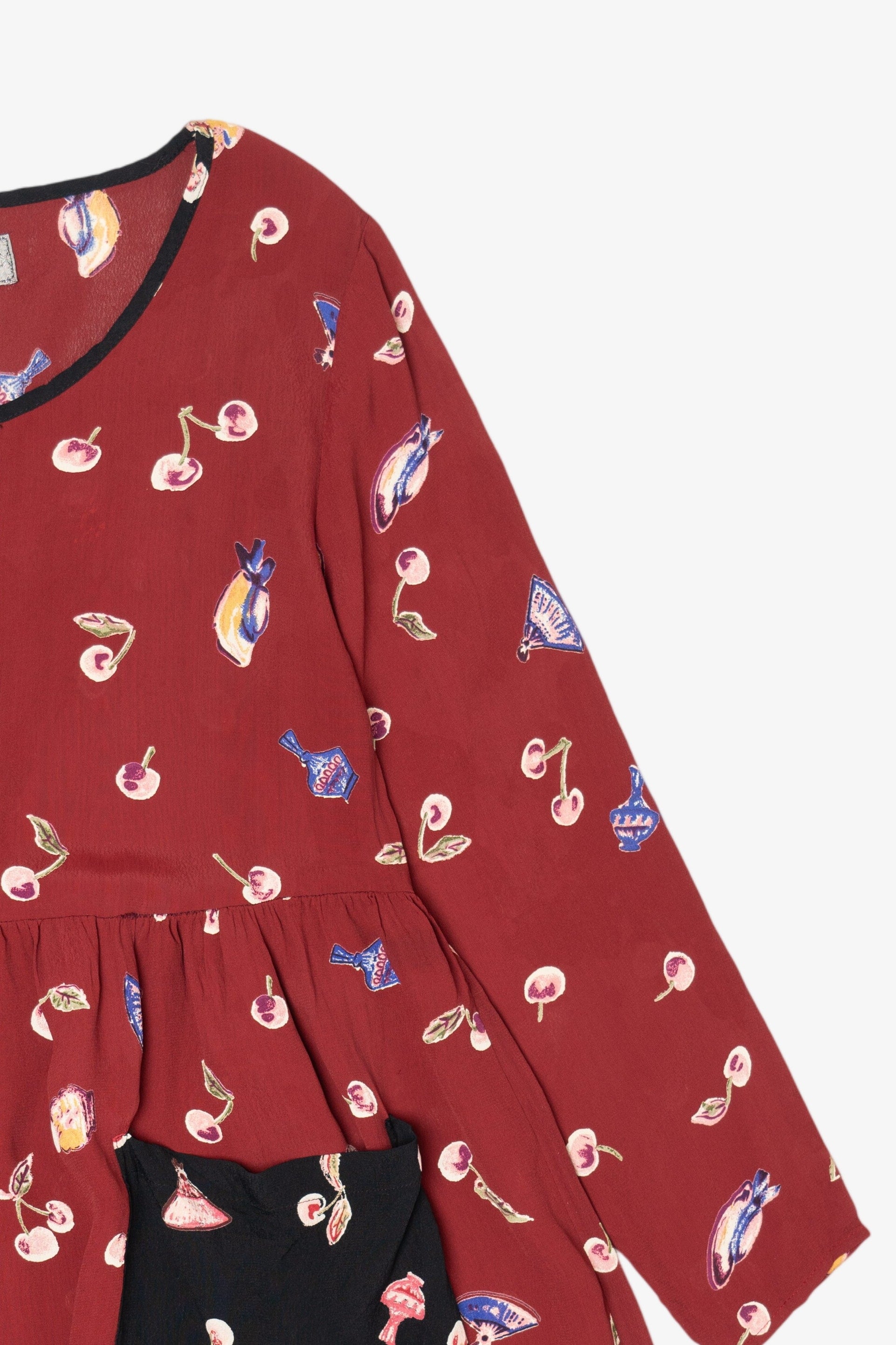Vintage Red Kamellia Cherries Pocket Mini Dress (1990s)