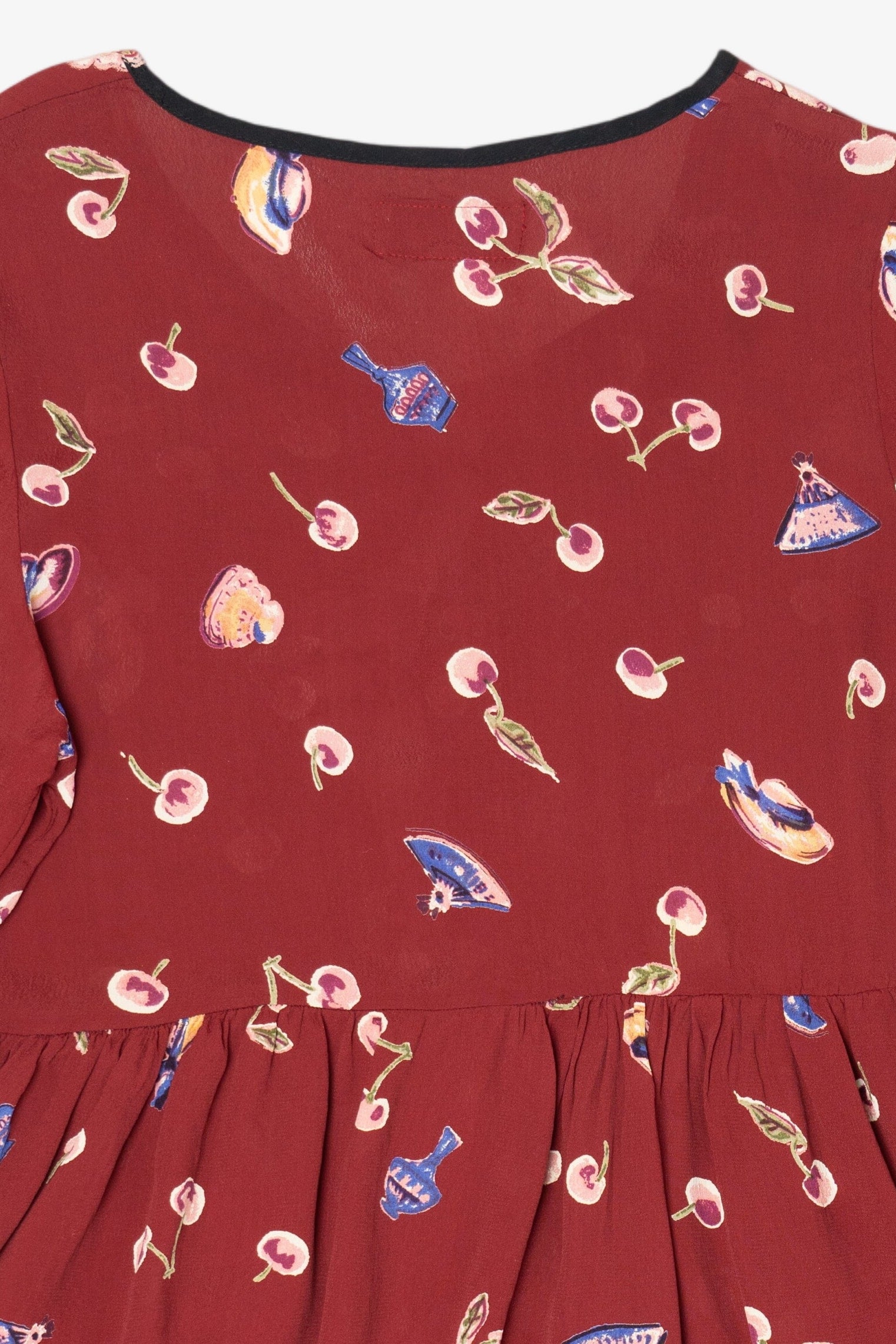 Vintage Red Kamellia Cherries Pocket Mini Dress (1990s)