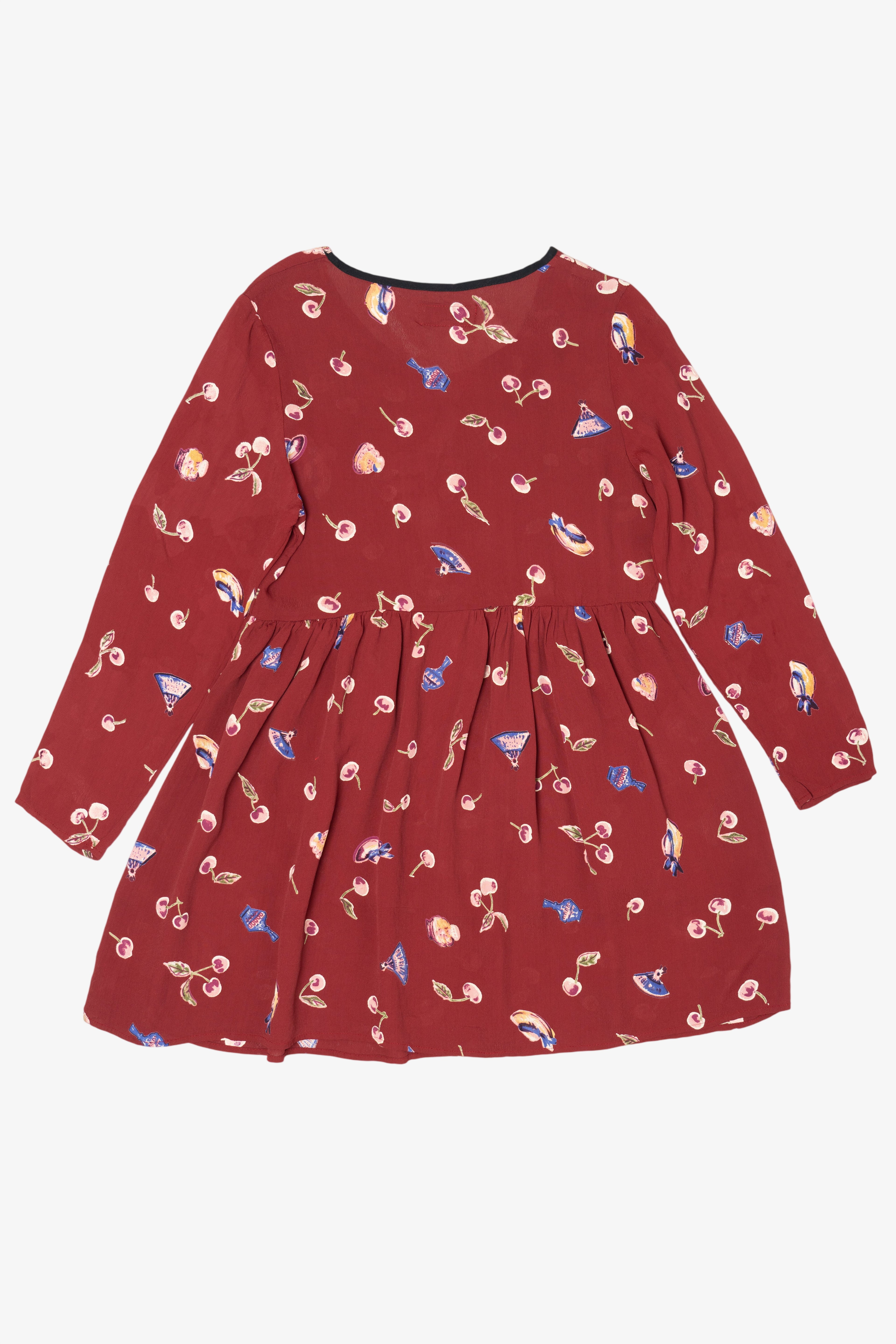 Vintage Red Kamellia Cherries Pocket Mini Dress (1990s)
