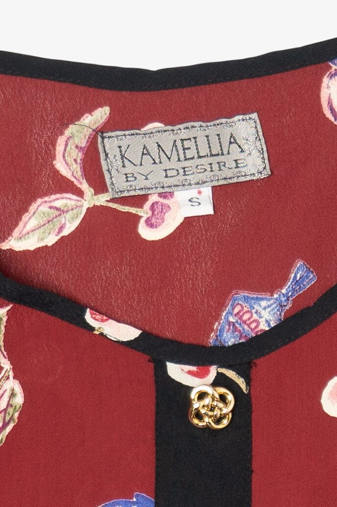 Vintage Red Kamellia Cherries Pocket Mini Dress (1990s)