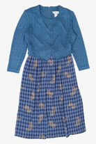 Vintage Blue Allison-Che Knit Vest And Gingham Plaid Skirt (1980s)