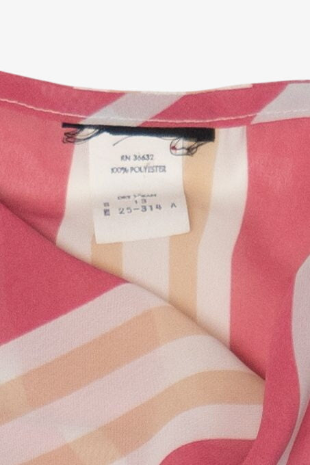 Vintage Pink And Blue Striped Puffy Sleeved Dress (1980s)