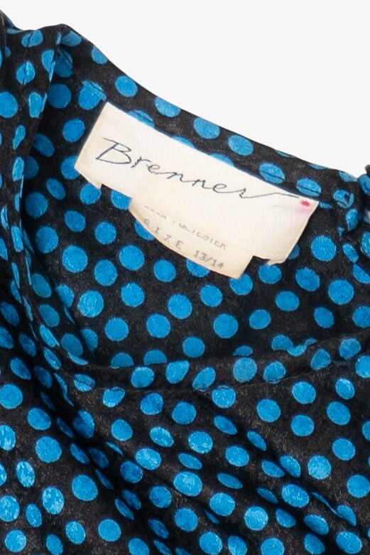 Vintage Black And Blue Polka Dot Brenner Dress (1980s)