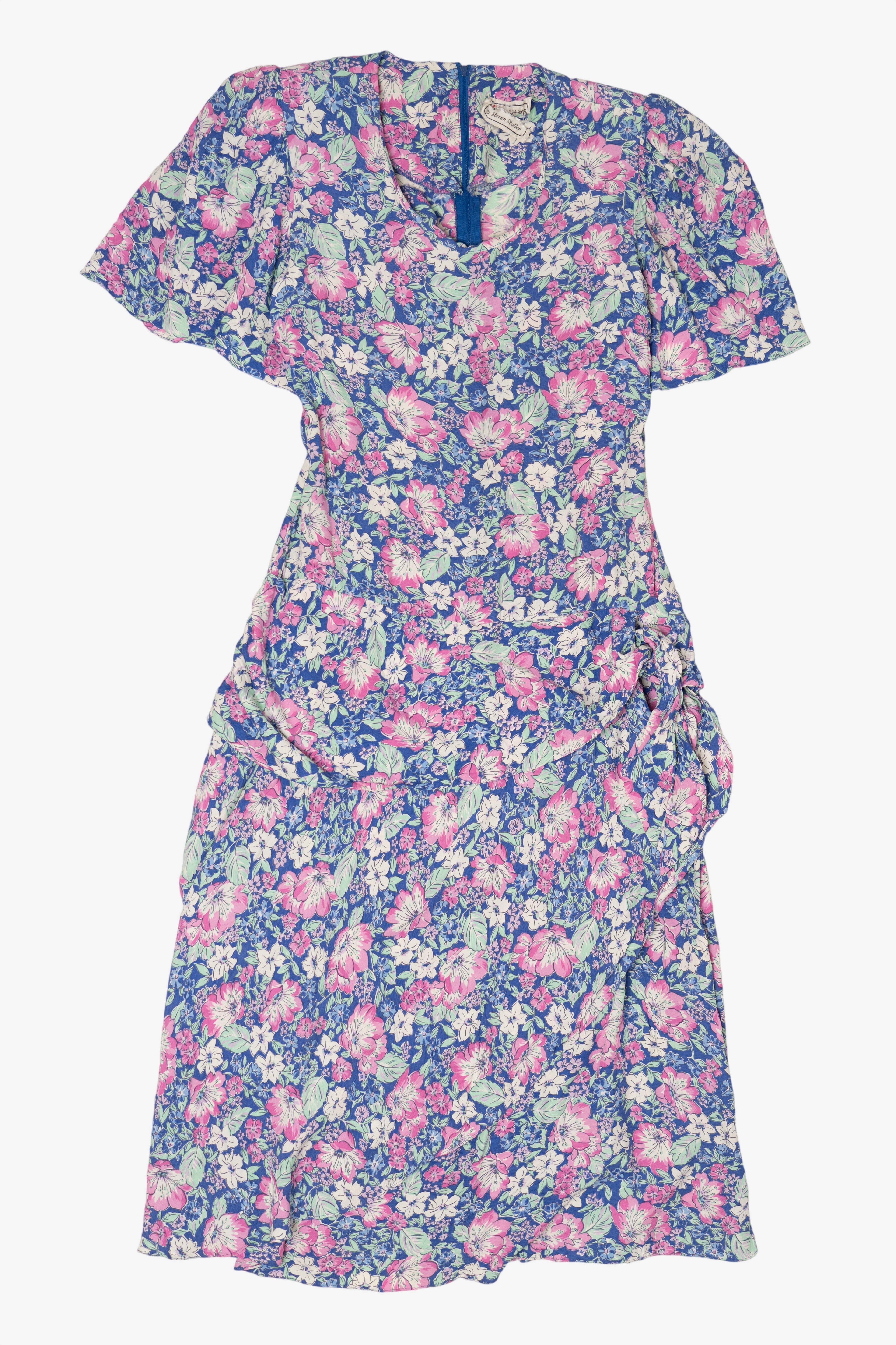 Vintage Floral Karin Stevens Ruffle Tier Dress (1980s)