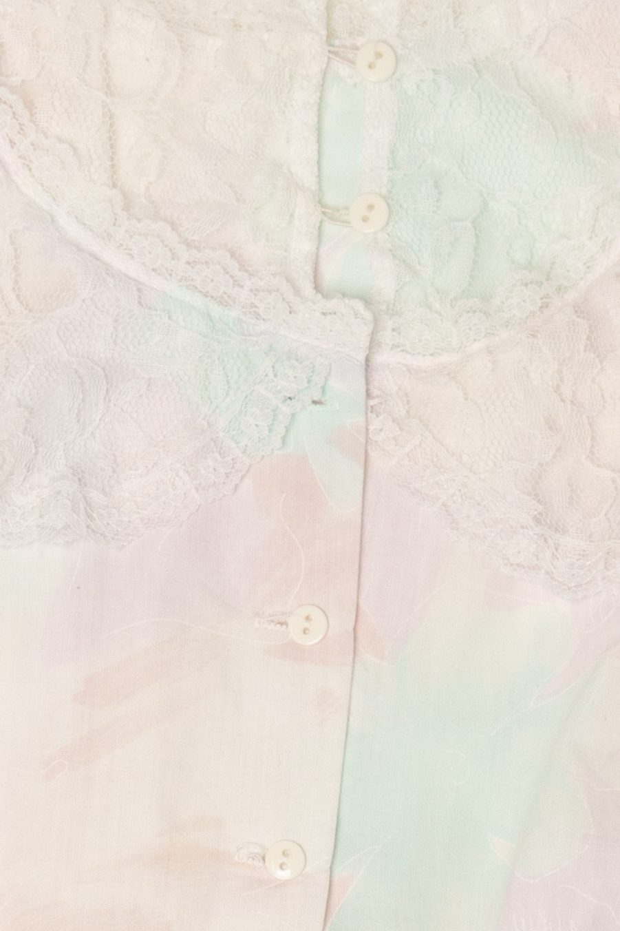 Vintage Lace Puffy Sleeve Midi Pastel Dress (1980s)