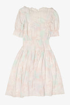 Vintage Lace Puffy Sleeve Midi Pastel Dress (1980s)