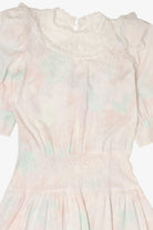 Vintage Lace Puffy Sleeve Midi Pastel Dress (1980s)