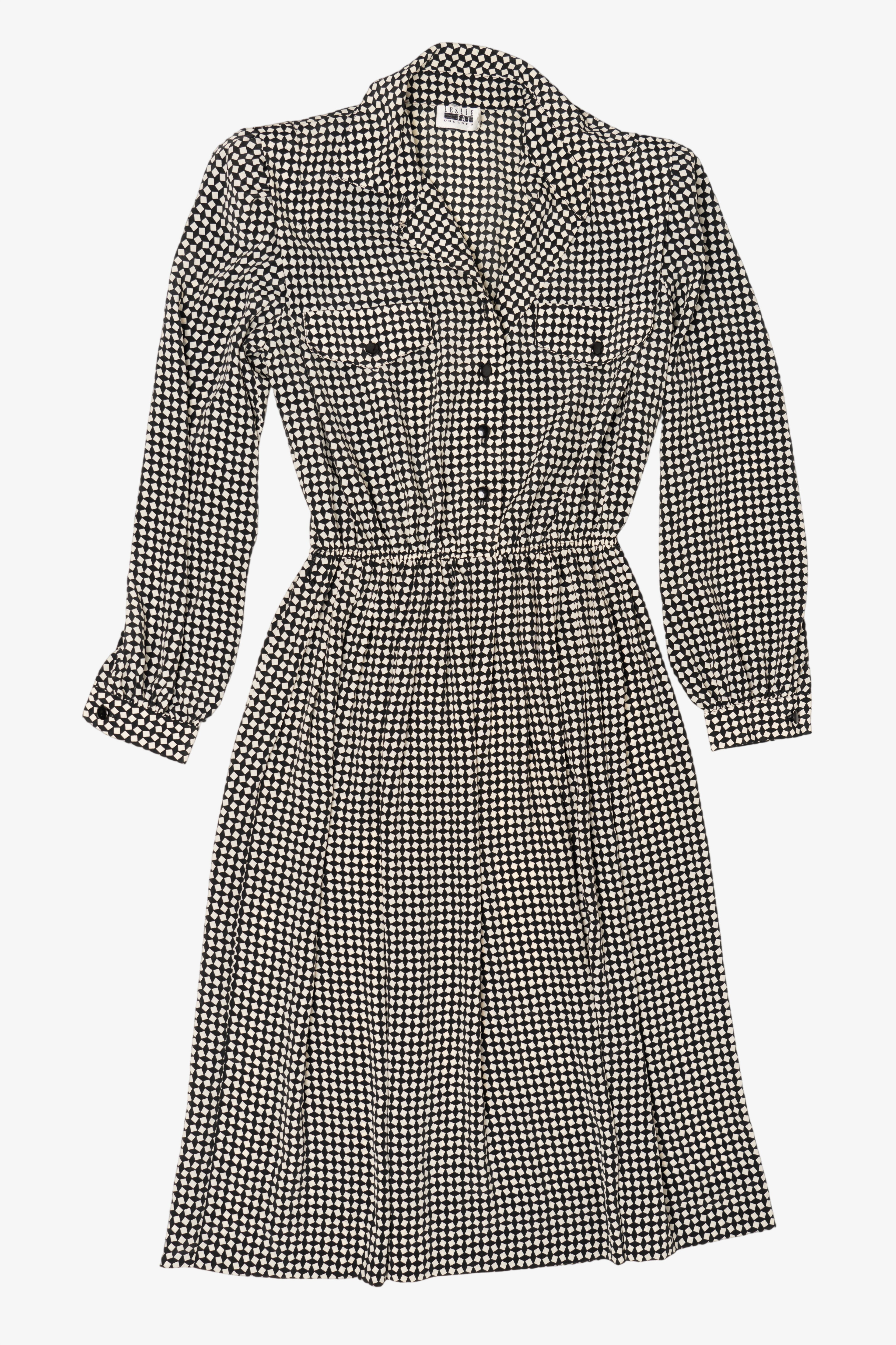 Vintage Black And White Leslie Fay Dress (1980s)