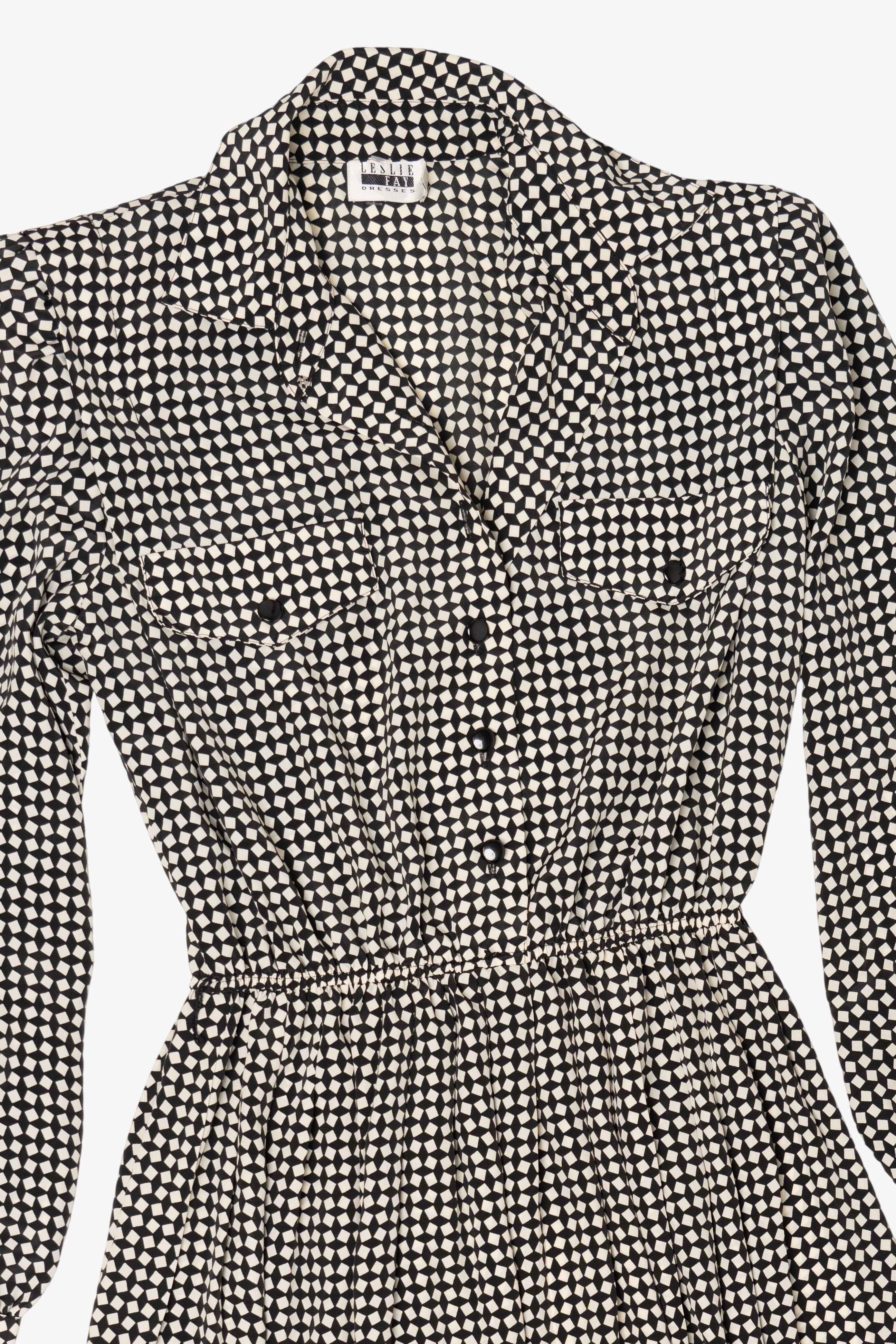 Vintage Black And White Leslie Fay Dress (1980s)