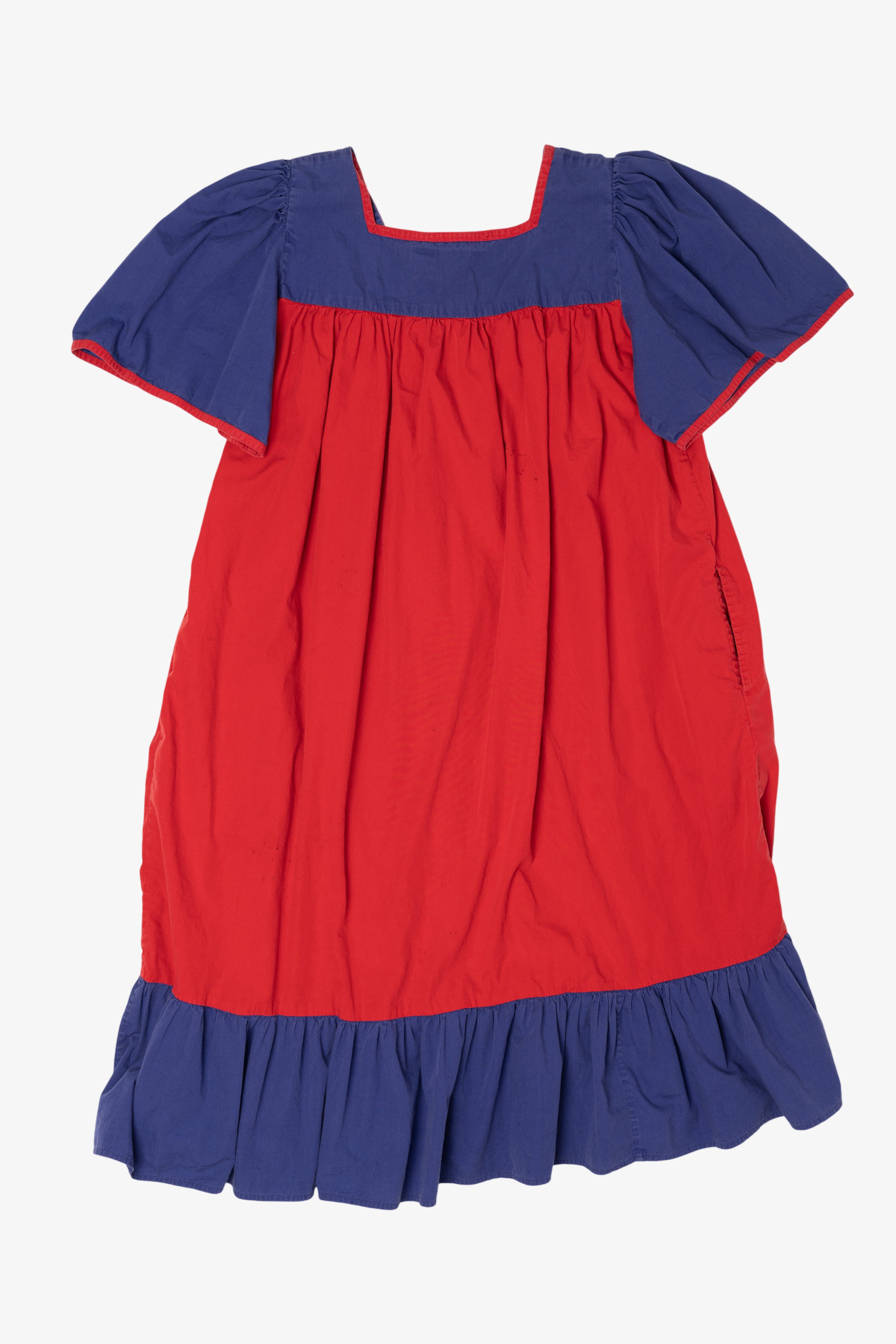 Vintage Red And Navy Blue Muumu Style Sailboats Silvercord Dress (1990s)