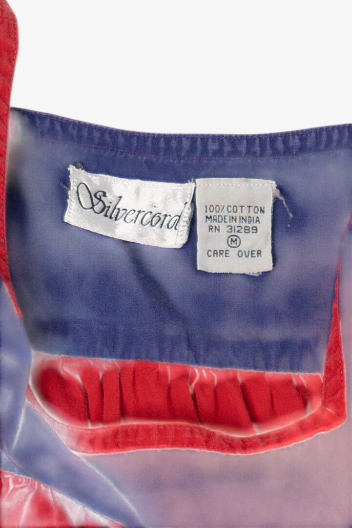 Vintage Red And Navy Blue Muumu Style Sailboats Silvercord Dress (1990s)