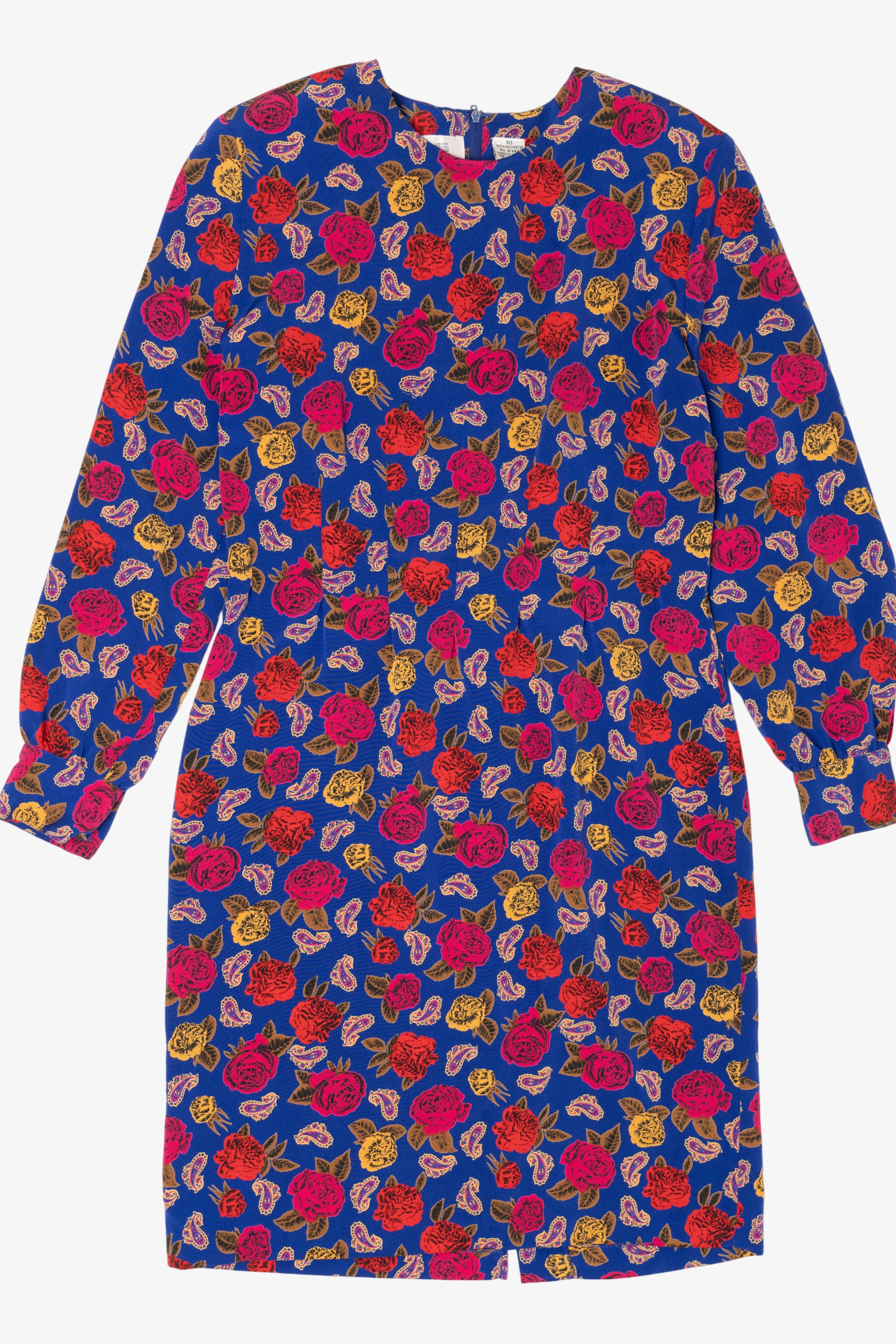 Vintage Ms. Chaus Floral And Paisley Pattern Dress (1980s)
