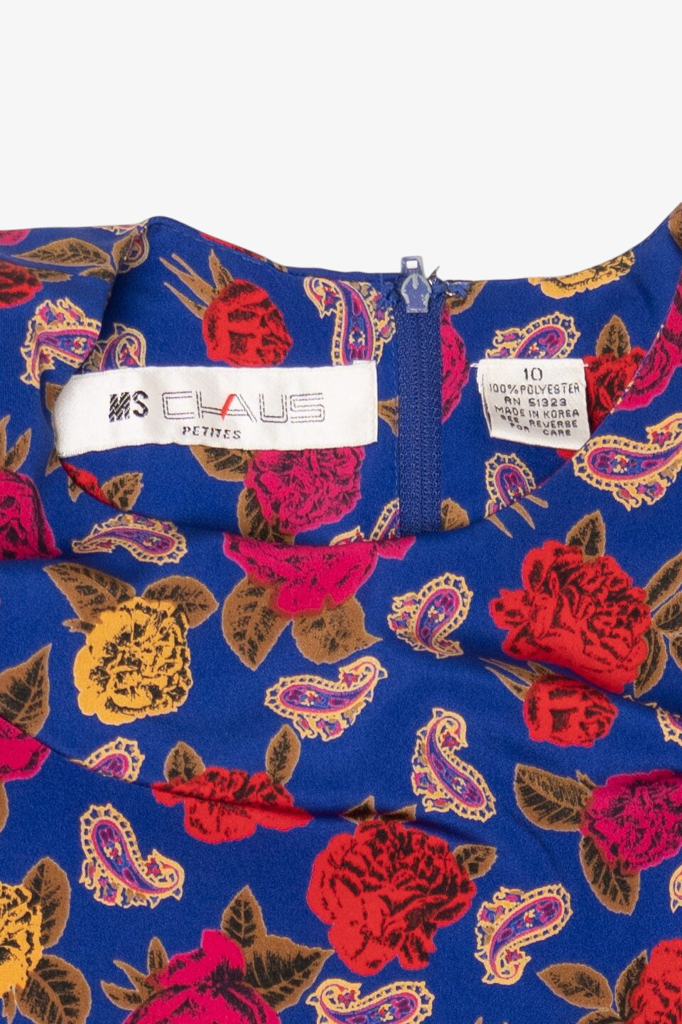 Vintage Ms. Chaus Floral And Paisley Pattern Dress (1980s)