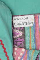 Vintage Pink And Turquoise Geometric Pattern Models Coat Collectibles Square Neck Dress (1990s)