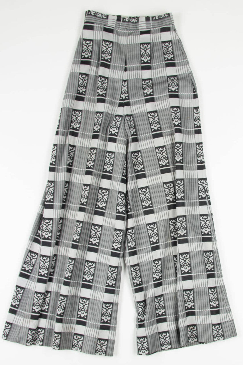 Vintage Floral Plaid Wide Leg Pant Set (1970s)