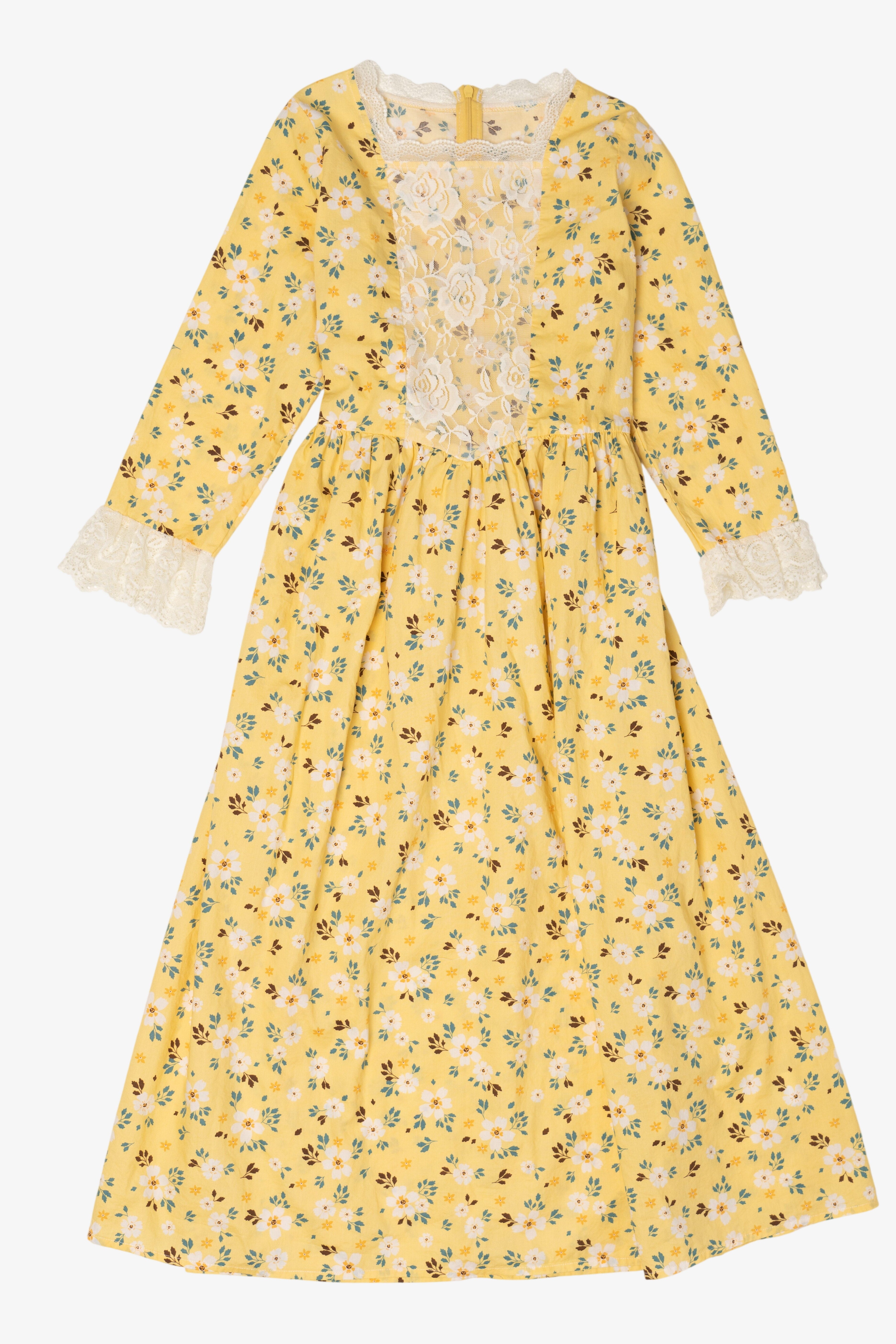 Vintage Yellow Floral Colonial Prairie Dress (1990s)
