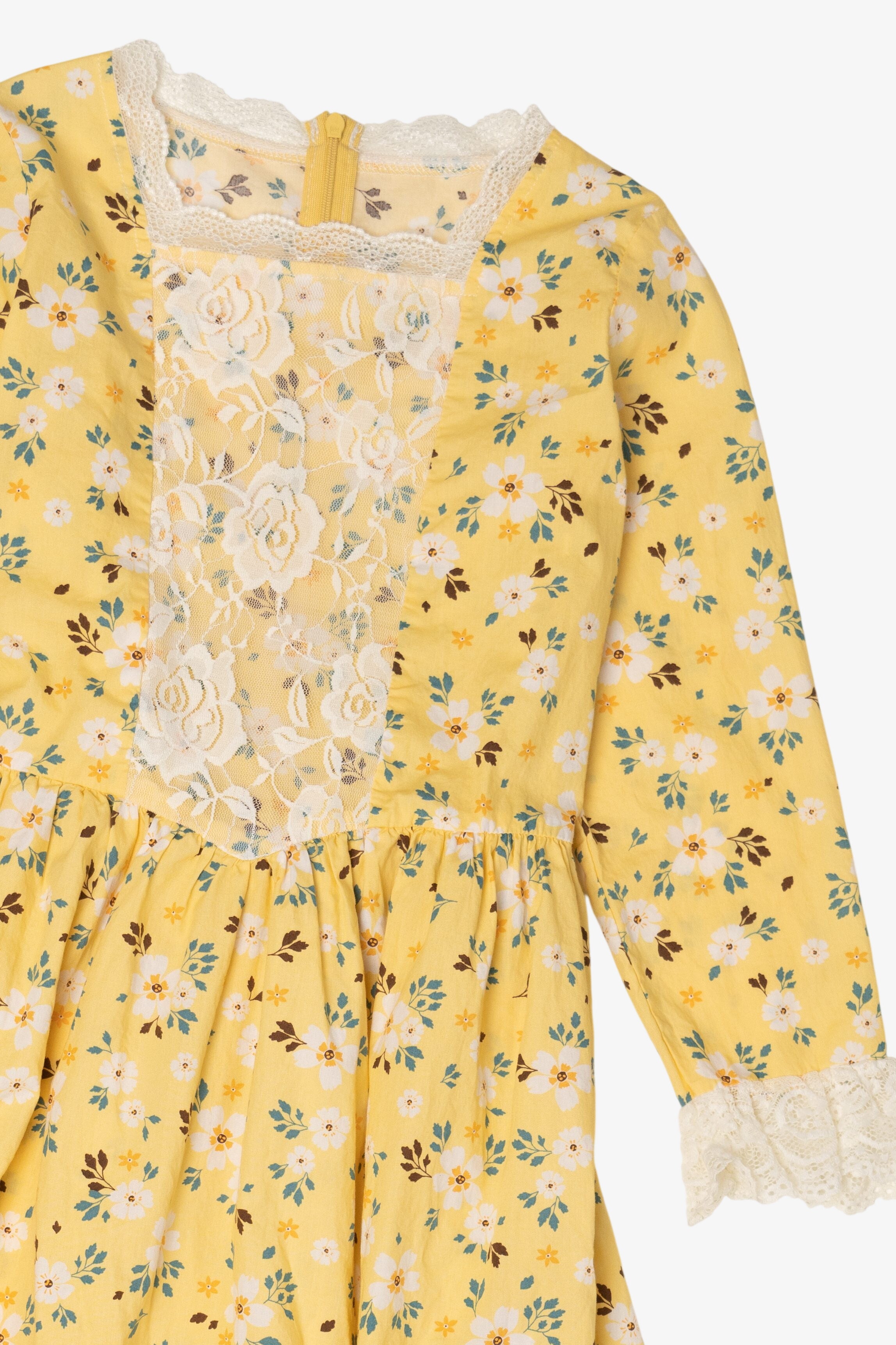 Vintage Yellow Floral Colonial Prairie Dress (1990s)