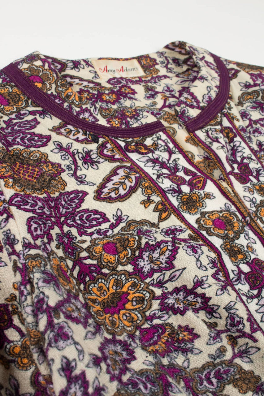 Vintage Plum Wallpaper Print Dress