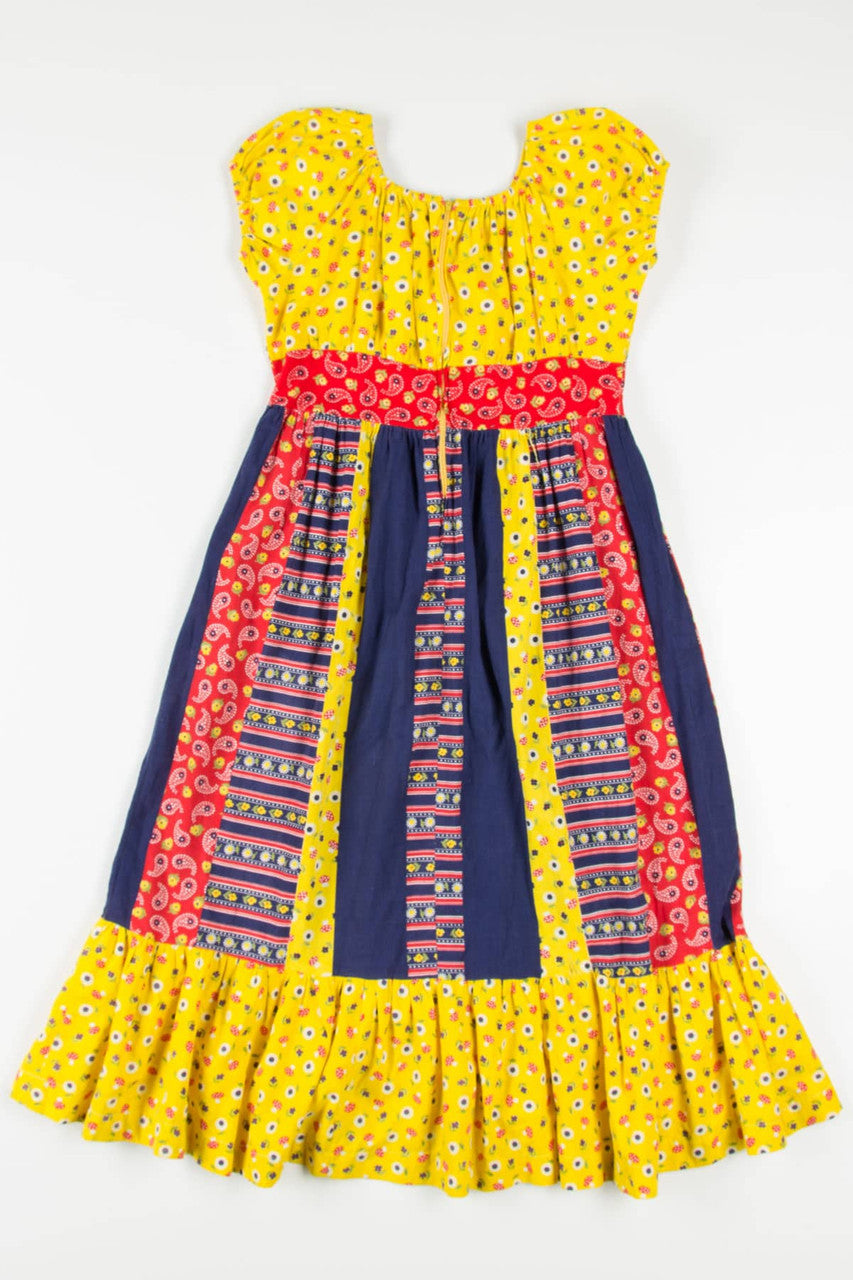 Vintage Bright Floral Milkmaid Dress
