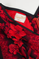 Red Floral Mesh Sleeve Swing Dress