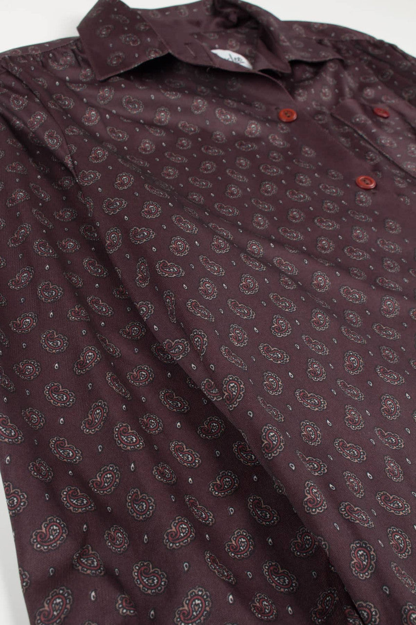Brown Paisley Shirt Dress