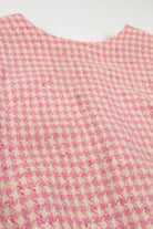 Vintage Pink Houndstooth Woven Wool Dress