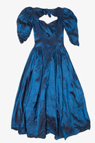Vintage Dark Blue Puff Sleeve Prom Dress (1980s)