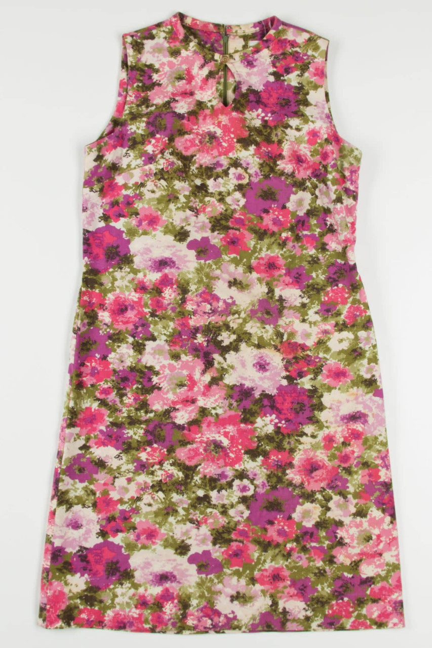 Floral Key Hole Neck Dress