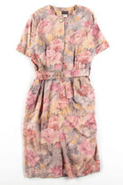 Belted Vintage Floral Check Dress