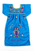 Vintage Blue Floral Huipil Dress