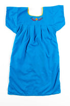 Vintage Blue Floral Huipil Dress