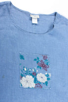 Vintage Boxy Linen Floral Maxi Dress