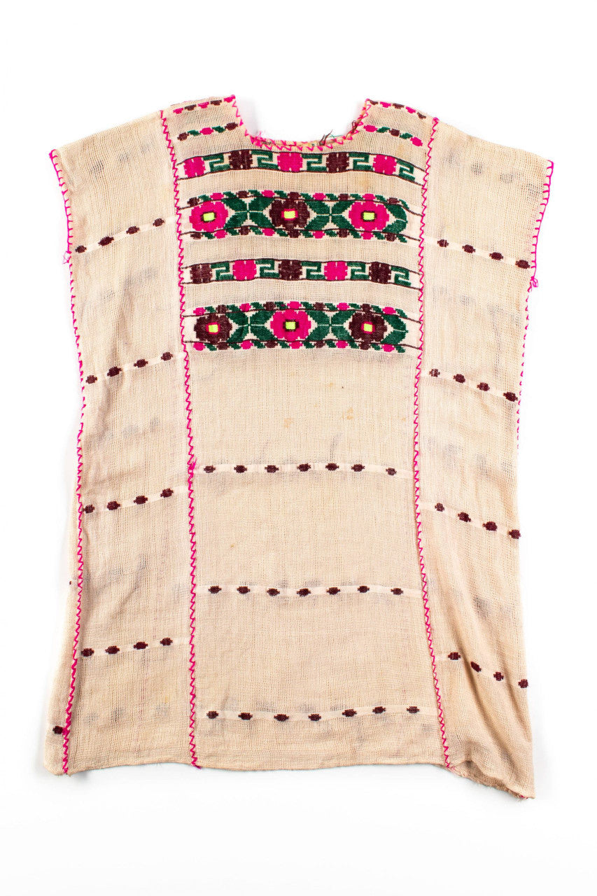 Vintage Floral Burlap Poncho Dress