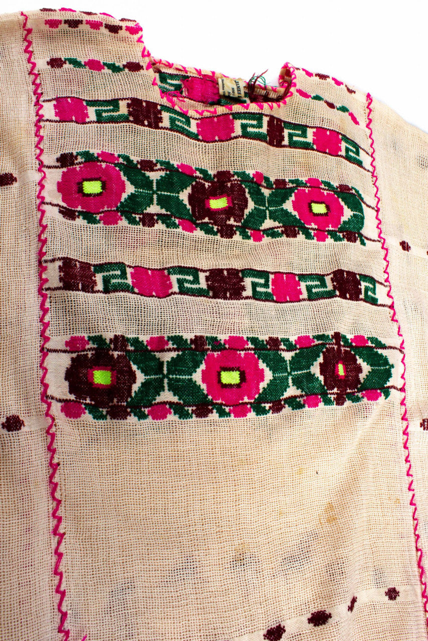 Vintage Floral Burlap Poncho Dress