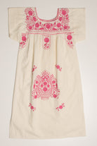 Vintage Ecru & Pink Huipil Dress