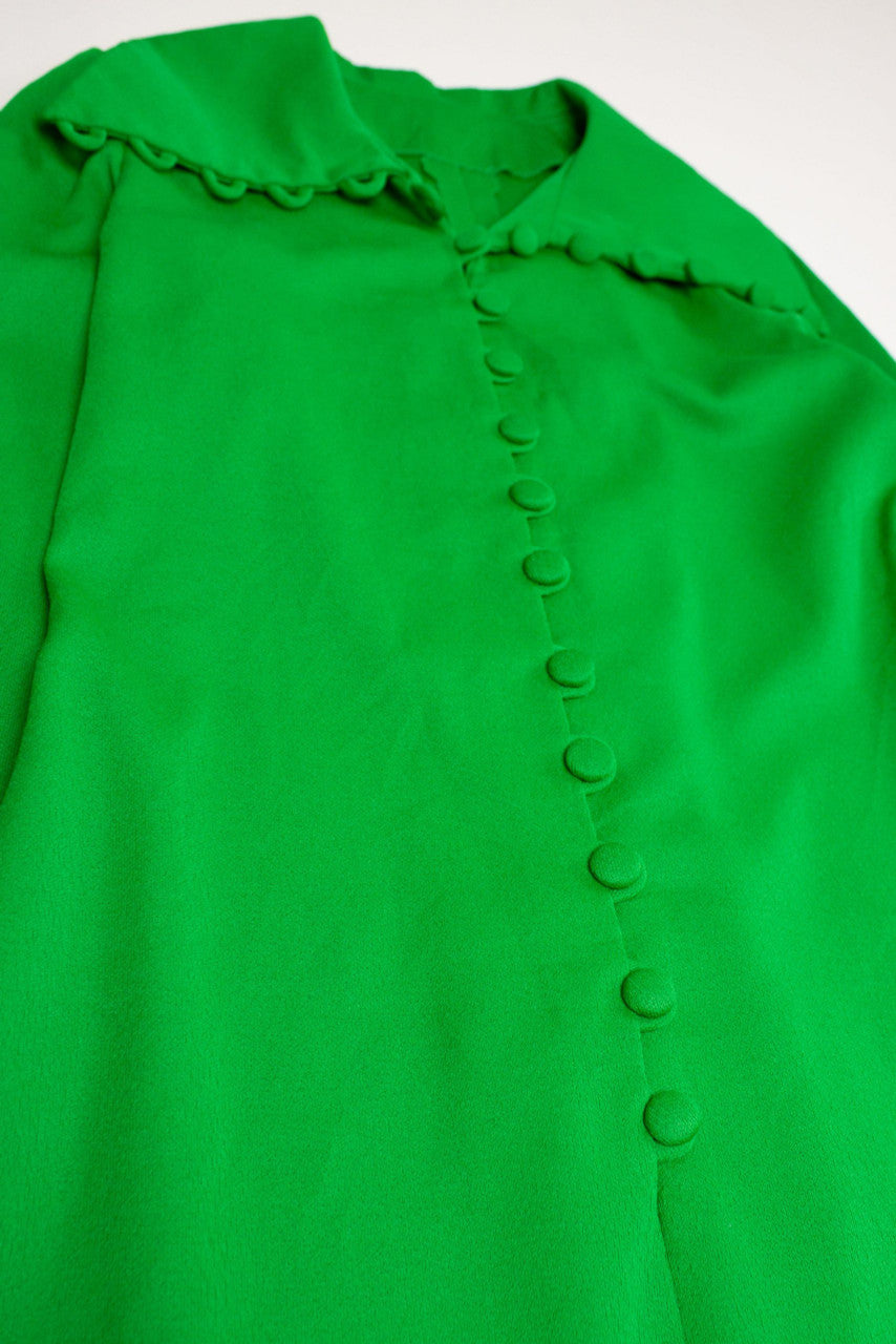 Vintage Green Button Collar Dress (1960s)