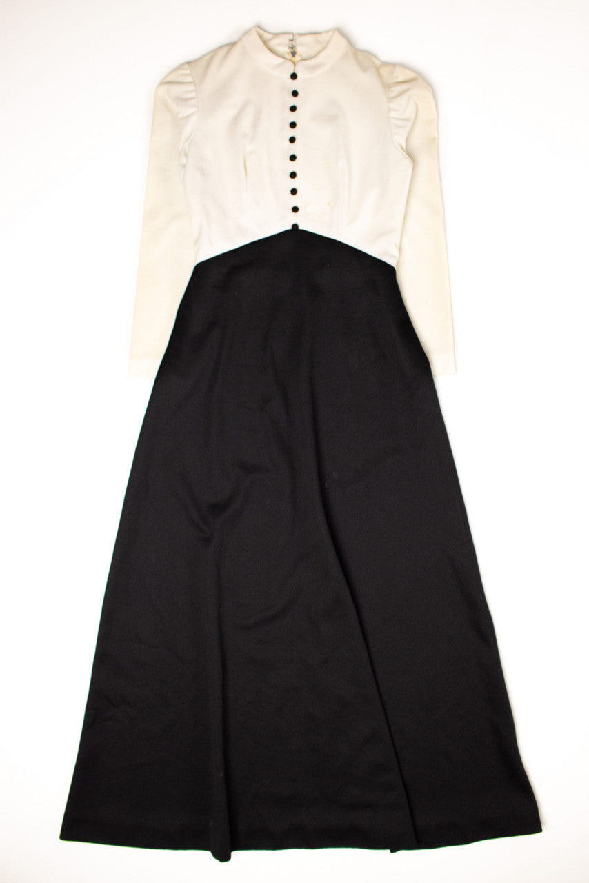 Vintage Two-Tone Button Front Dress (1980s)