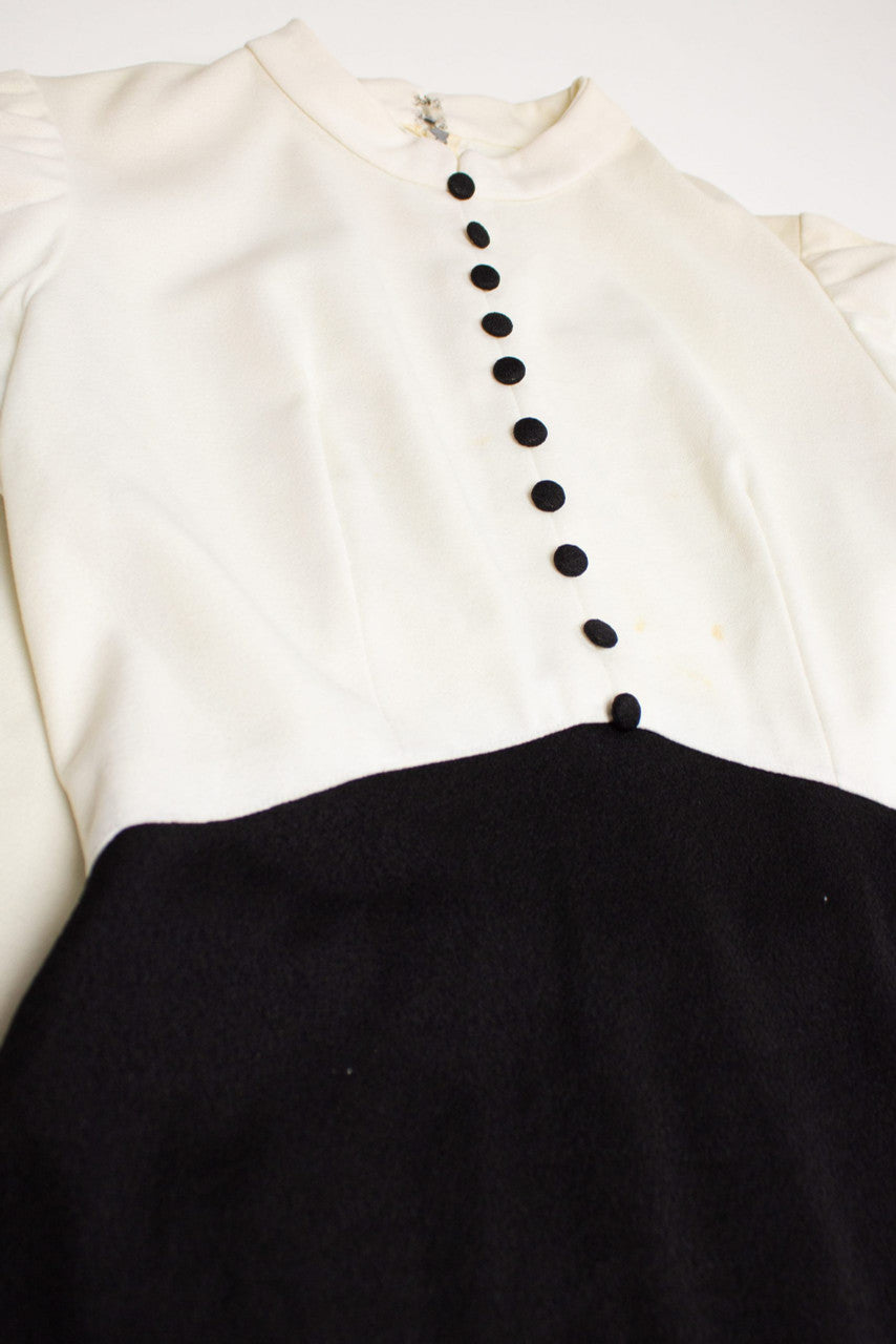 Vintage Two-Tone Button Front Dress (1980s)