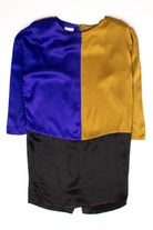 Vintage Purple & Gold Boxy Silk Dress (1980s)