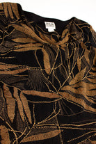 Vintage Black Fern Leaf Tiered  Dress (1980s)