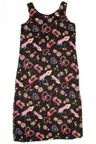 Vintage Black Flower & Polka Dot Layered Dress (1990s)