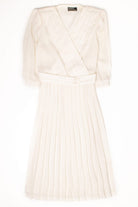 Vintage White Pleated Wrap Dress (1980s)
