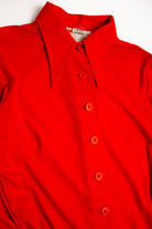 Vintage Long Sleeve Tie Waist Button Up Romper (1970s)