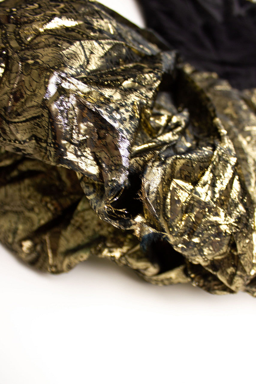 Vintage Gold Metallic Puffy Velvet Mini Dress (1990s)