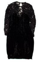 Vintage Black Lace Sequin Crushed Velvet Dress (1990s)