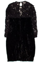 Vintage Black Lace Sequin Crushed Velvet Dress (1990s)