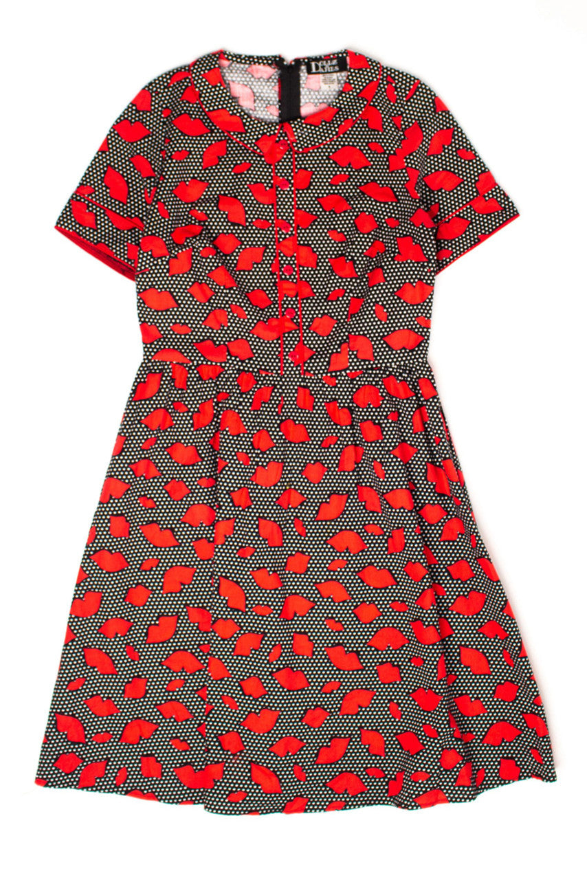 Polka Dot Lips Rockabilly Dress