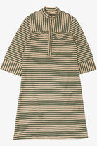 Vintage Beige And Green Striped Dress (1970s)